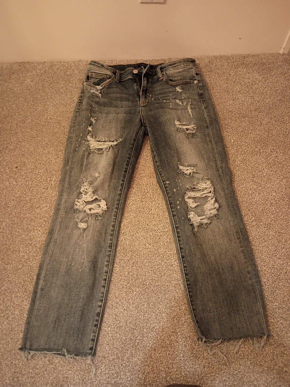 Judy Blue Distressed Light Blue Boyfriend Jeans